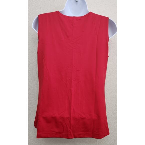 Peck & Peck Essentials Red Square Neck Tank Top Medium Lightweight Soft Stretch - Picture 2 of 3